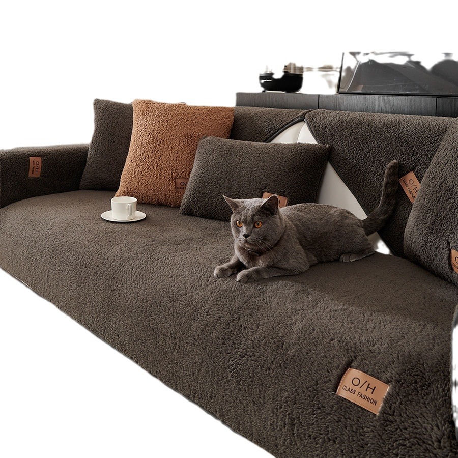 Cross-border lamb velvet sofa cushion winter non-slip plush padded Nordic sofa cover cushion cover towel wholesale