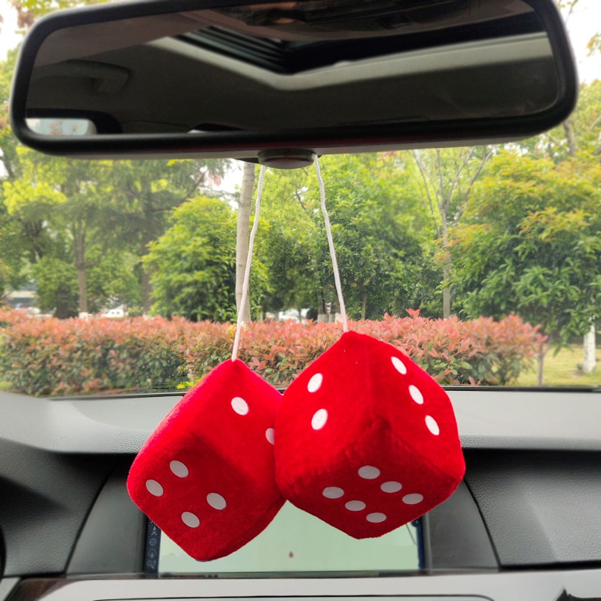 Amazon cross-border 7cm six-color digital sponge dice sieve Car Rearview mirror pendant color plush spot