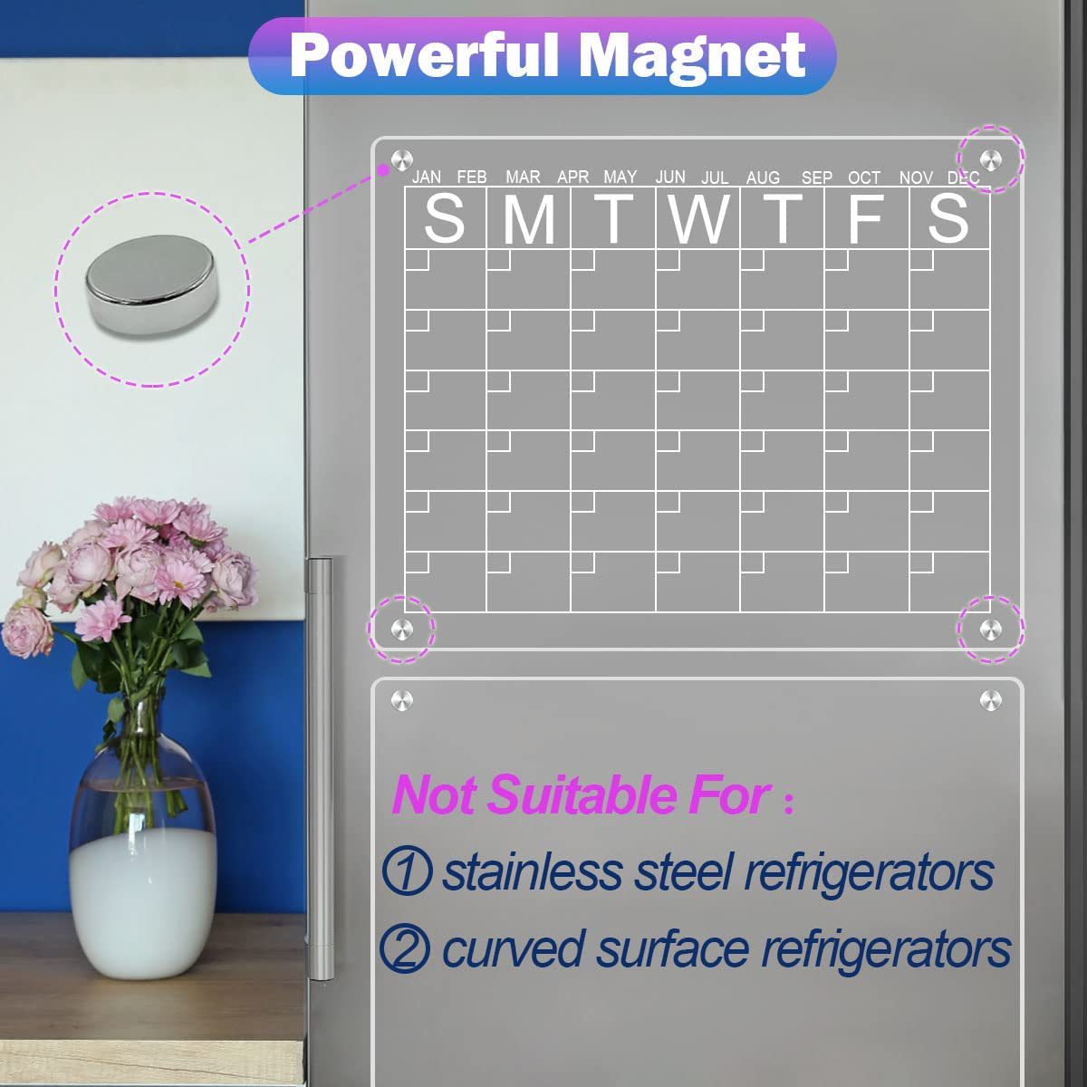 Magnetic Notepad Acrylic Transparent Weekly Meal Plan Recyclable Dry Wipe Board Weekly Calendar Refrigerator Message Board
