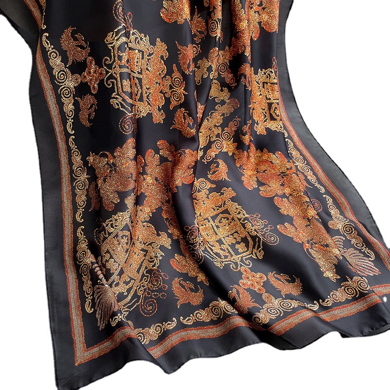 2021 New Autumn Printed Scarf Winter Warm Scarf Women's Fashion Retro Silk Long Shawl
