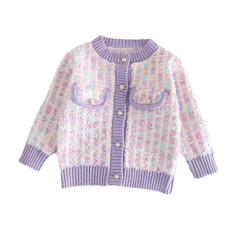 Girls' sweater coat 2023 new children's sweater circle line three-color suit skirt western style knitted women's baby skirt