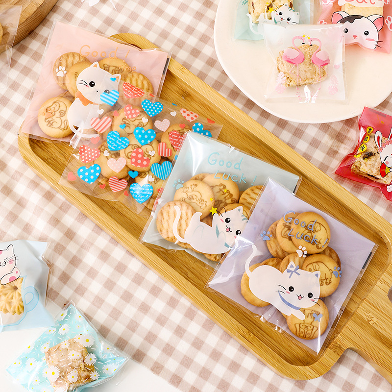 Snowflake Crisp Biscuit Moon Cake Baking Packaging Bag Plastic Cute Transparent Cookie Candy Cow Roll Self-sealing Self-adhesive
