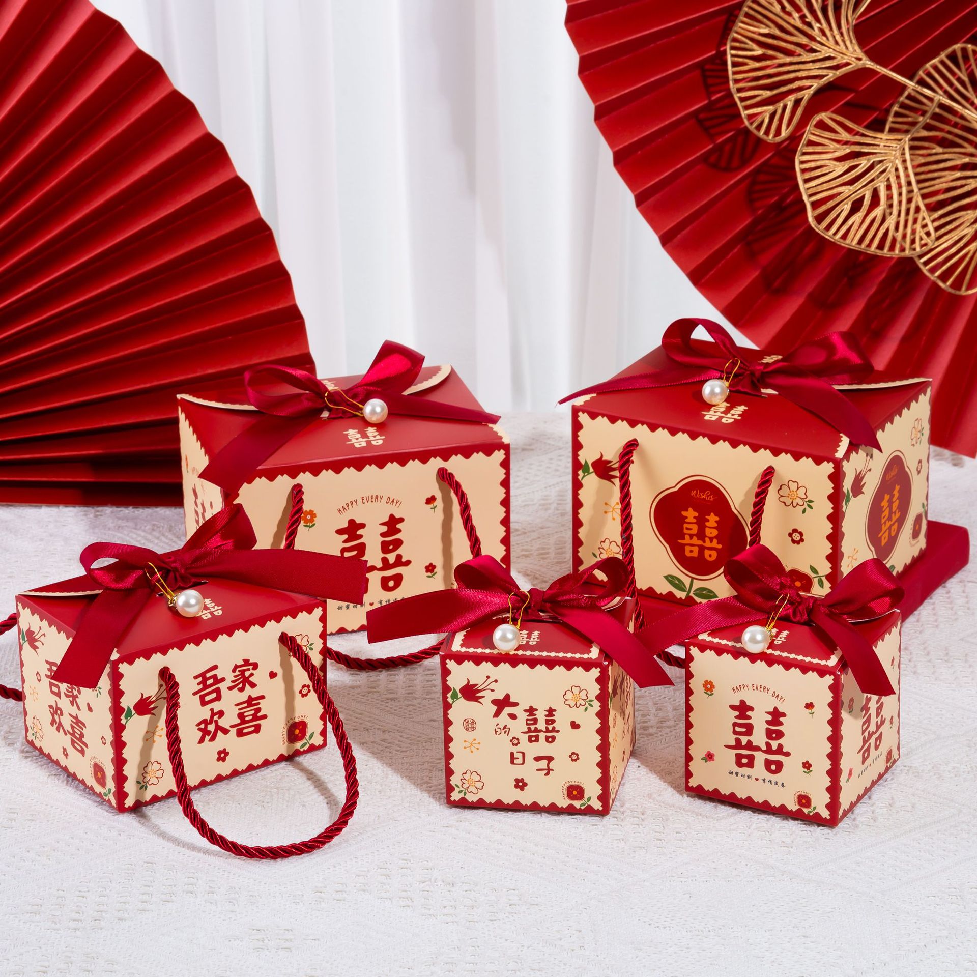 Chinese Style Pastoral Candy Box ins Candy Box Wedding Gift Table Candy Hand Gift Hand Fold Empty Packaging Box Wholesale