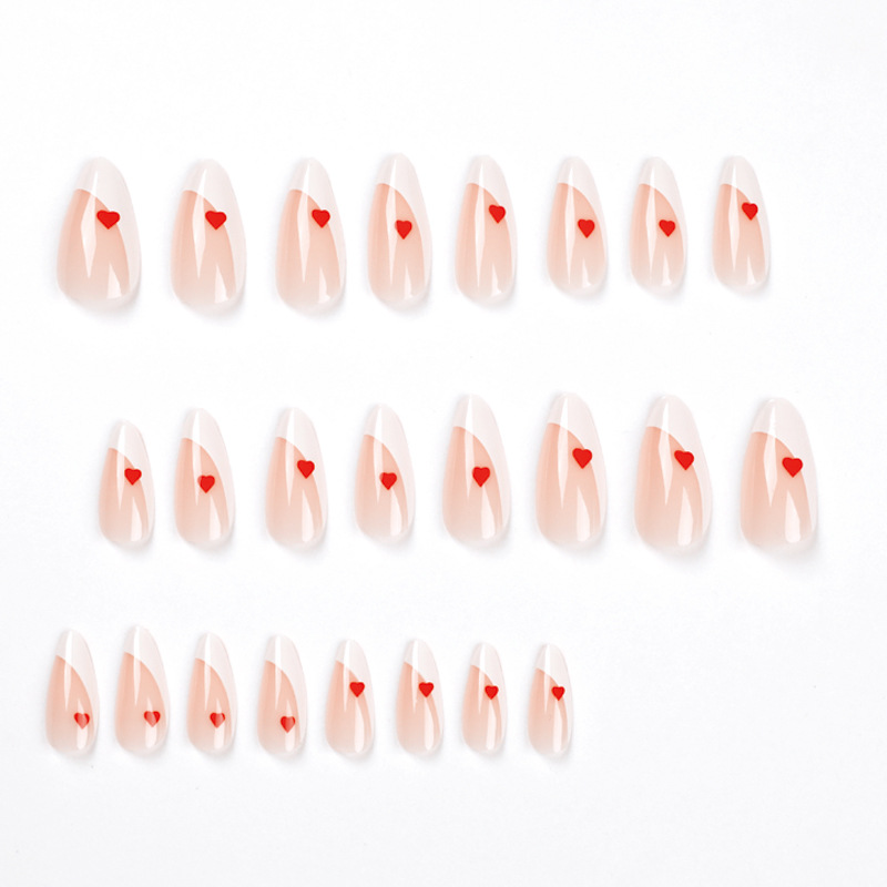 Wear a French White Edge finished nail wholesale red small love nail nail wholesale wear nail nails