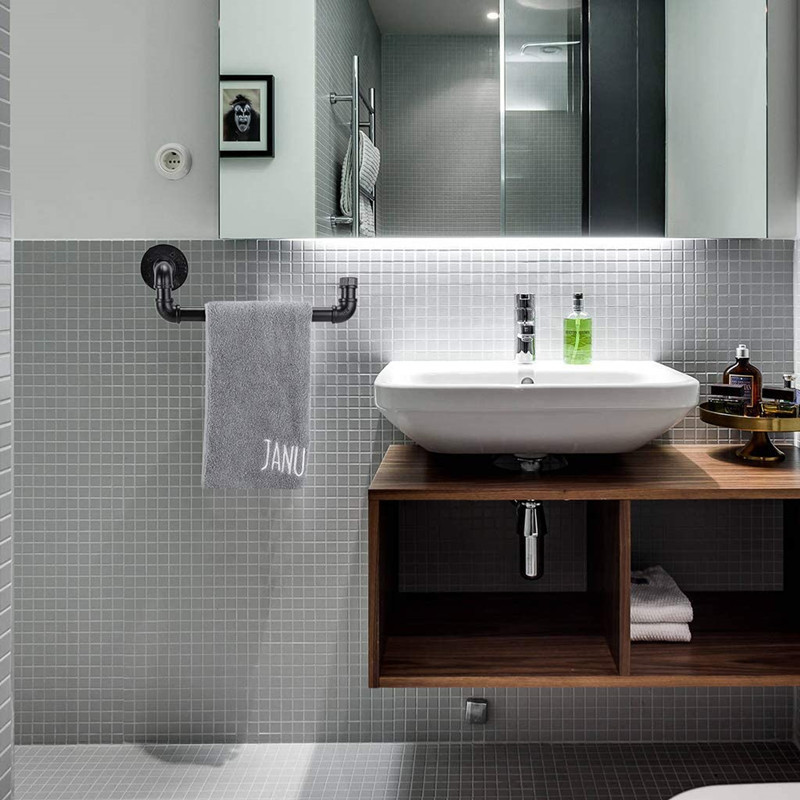 Industrial-style Wrought Iron Water Pipe Towel Rack Toilet Wall Tissue Rack Wall-mounted Rack Toilet Storage and Finishing Storage Rack