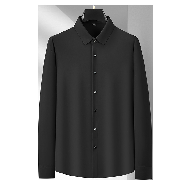 Spring and Autumn New plus size Men's Long-sleeved Shirt Chubby Brother's Non-marking Non-ironing High-elastic Solid Color Casual Shirt Plus Fat Plus Size