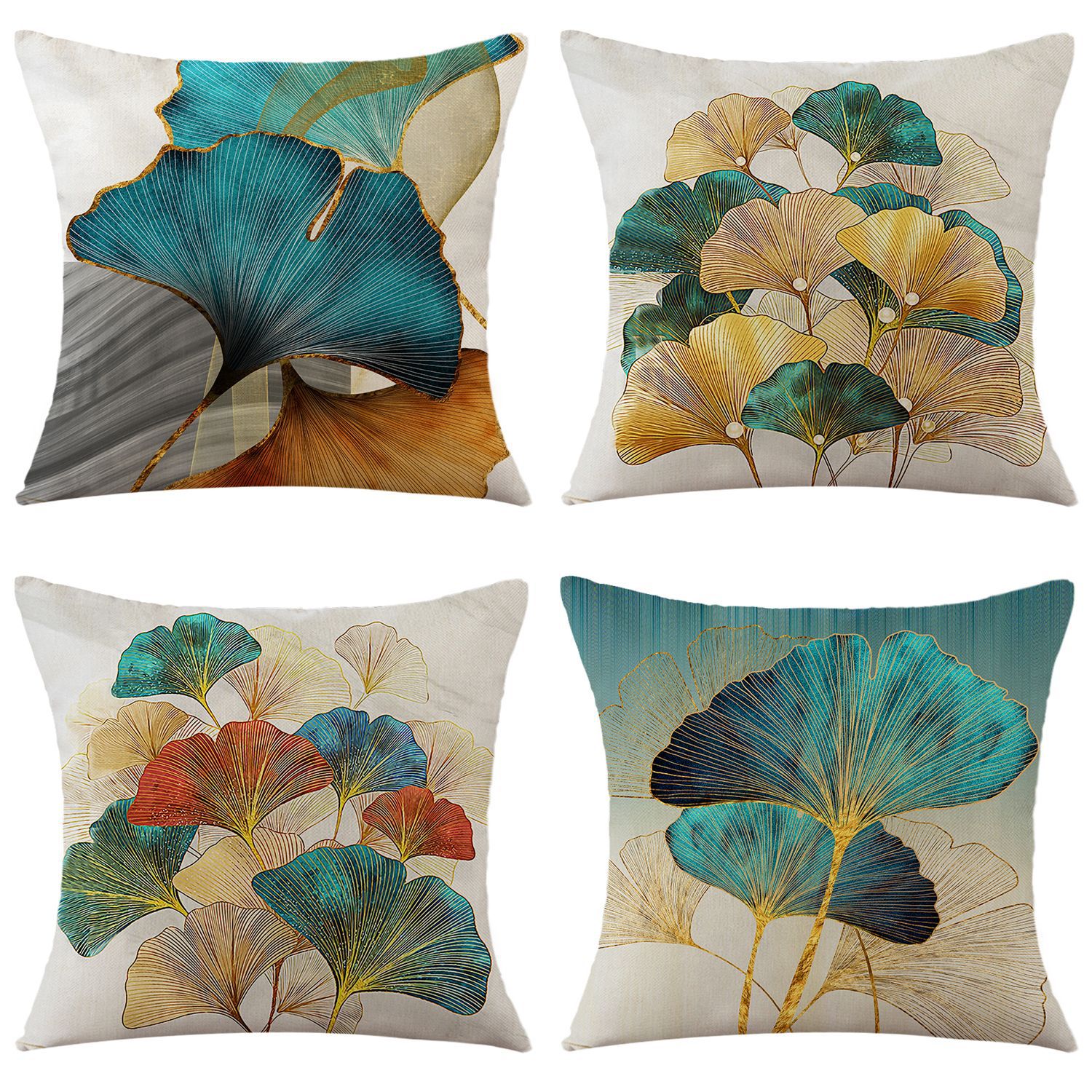 Pillow Custom Amazon Explosions Home Ginkgo Plant Printing Car Pillow Bedside Cushion Pillow Case Wholesale