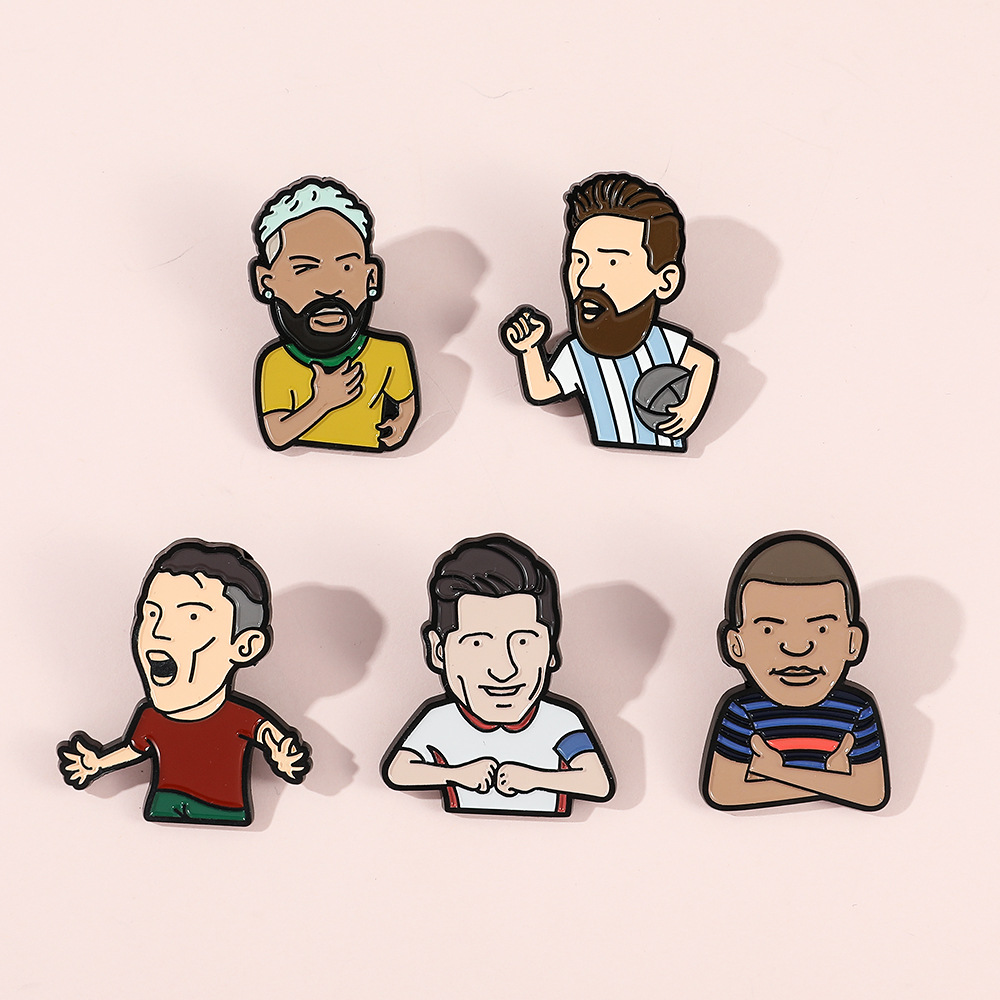 Cross-border Hot Sale Football Star Metal Badge World Cup Manchester United Series Brooch Brooch Cartoon Star Clothes