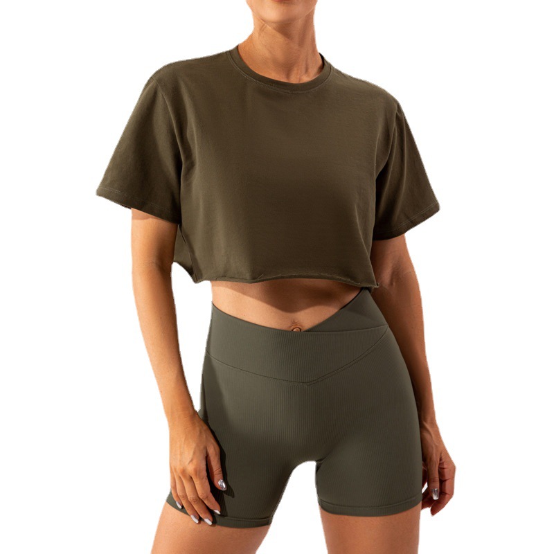 2023 outdoor dance sports short-sleeved yoga clothes women's casual running fitness top loose sports T-shirt women