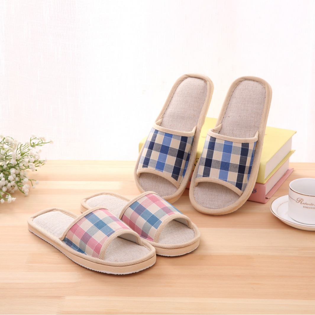 Home Lovers Linen Slippers Women's Indoor Cotton and Linen Slippers Men's Wooden Floor Household Soft Bottom Linen Slippers