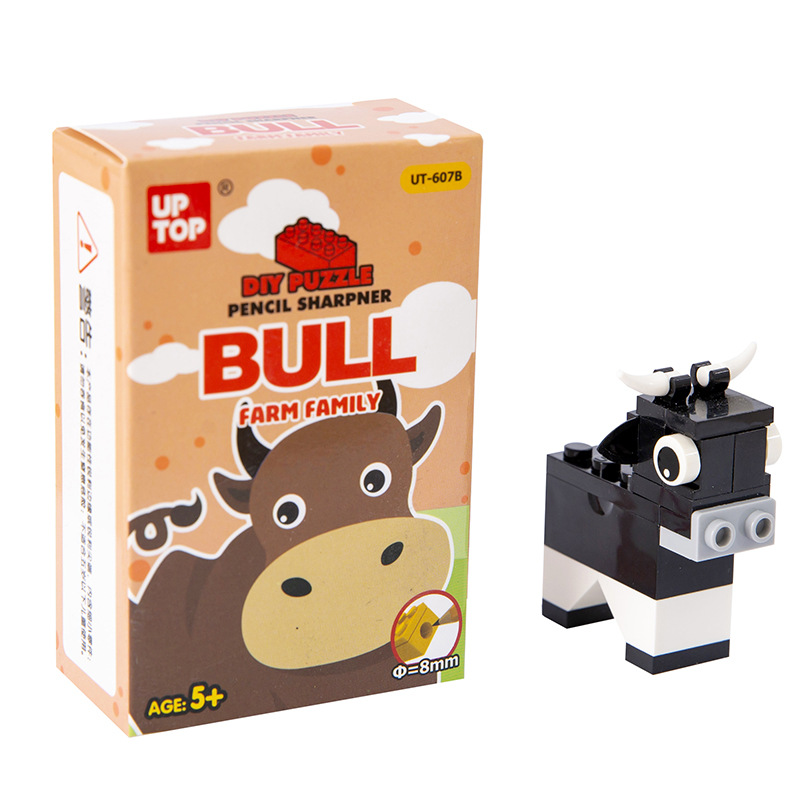 Cartoon animal building blocks pencil sharpener kindergarten gift creative DIY assembling pencil sharpener children mini pencil sharpener