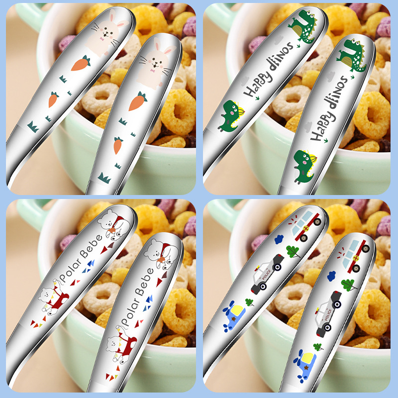 316 Stainless Steel Baby Children's Spoon Household Rice Spoon Soup Spoon Spoon High Color Value Dining Small Spoon Dry Rice Spoon