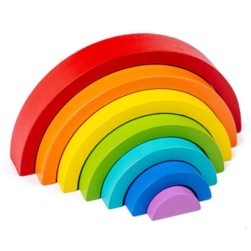 Yurun Rainbow Building Blocks Wooden Children's Combination Assembled Puzzle Stacking Music Mengshi 0-3 Years Old Early Education Cognitive Toy