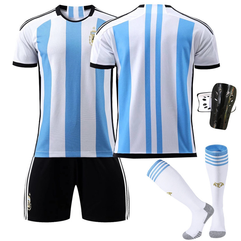2022年ワールドカップアルゼンチンサッカー服10号メッシ正しいホームコートセット新型子供成人金|undefined