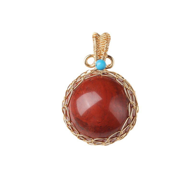 Wholesale natural crystal ball pendant multi-material hand-woven necklace jewelry stone polished cross-border hot sale