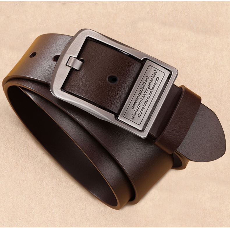 New Men's belt genuine leather pin buckle business casual cowhide Belt Men's trendy simple middle-aged and young men's pants belt