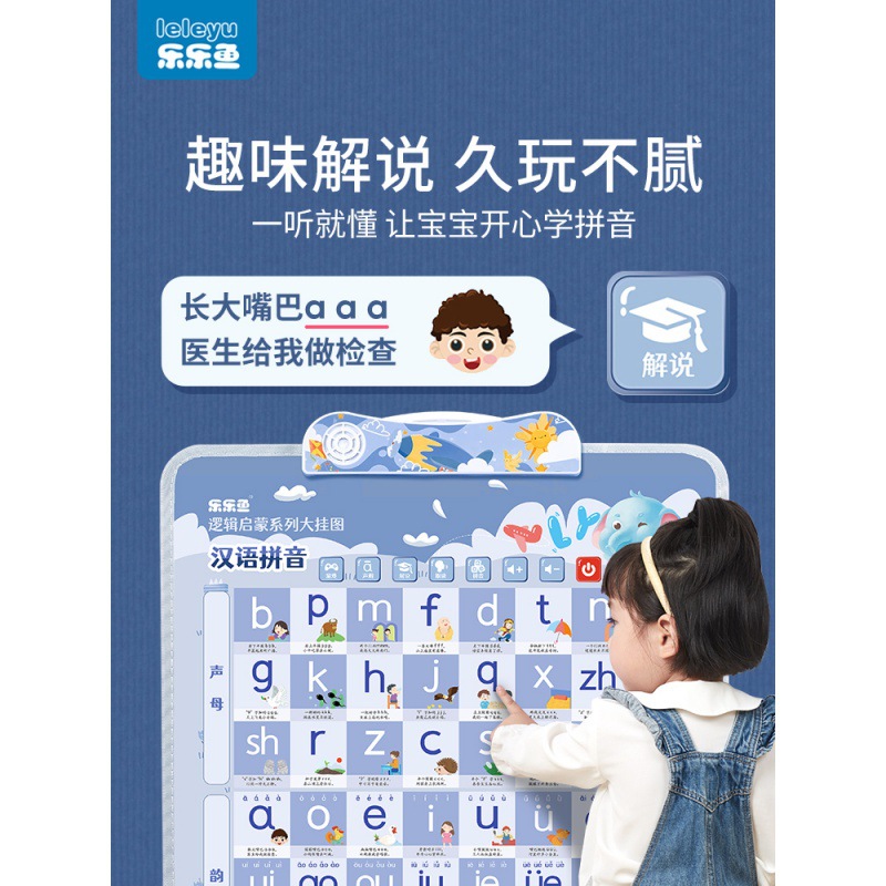 Pinyin Phonetic Training Alphabet Wall Sticker Children's Early Education Audio Wall Chart Initial Consonant Vowel Learning Artifact Full Table
