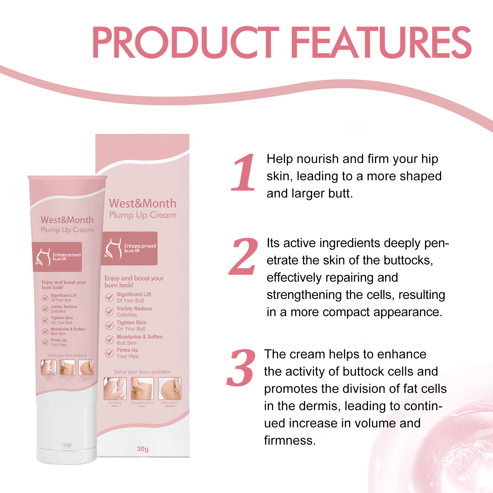 West & Mooth body plump cream firming lifting hip highlighting body curve beautiful hip plump hip lifting cream