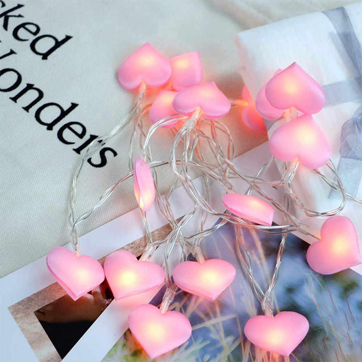 Cross-Border LED fabric love light string ins girl room decoration light Valentine's Day heart-shaped romantic confession String Light