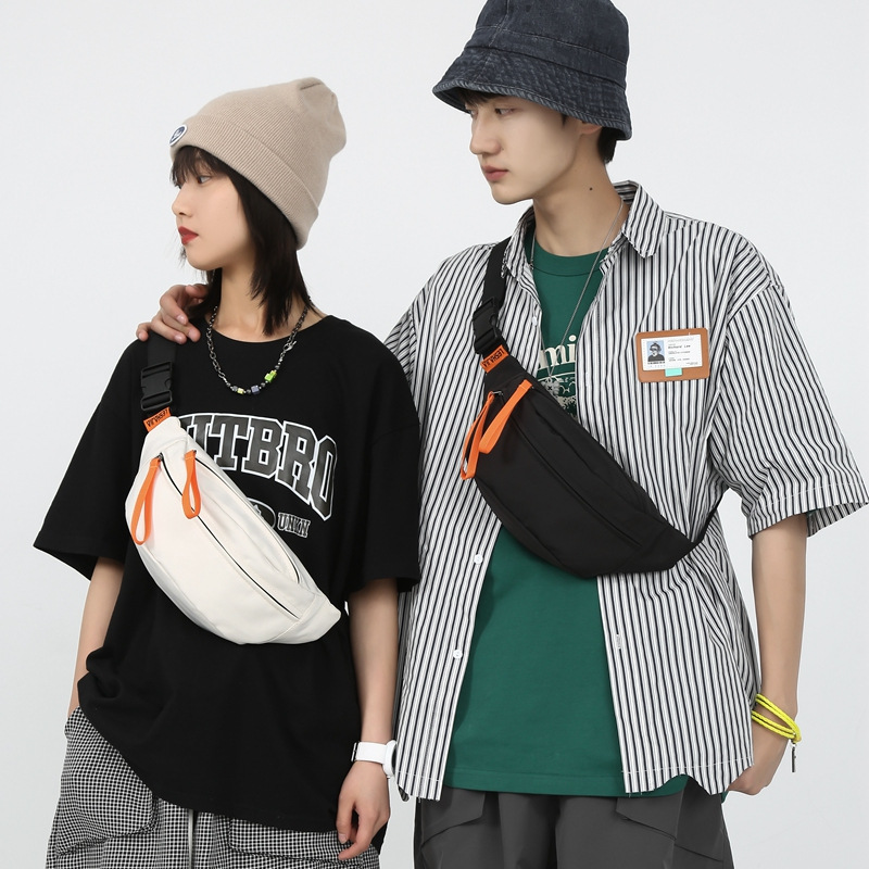 Factory wholesale waist bag men's ins fashion Japanese casual messenger bag men's and women's sports phone bag large capacity chest bag