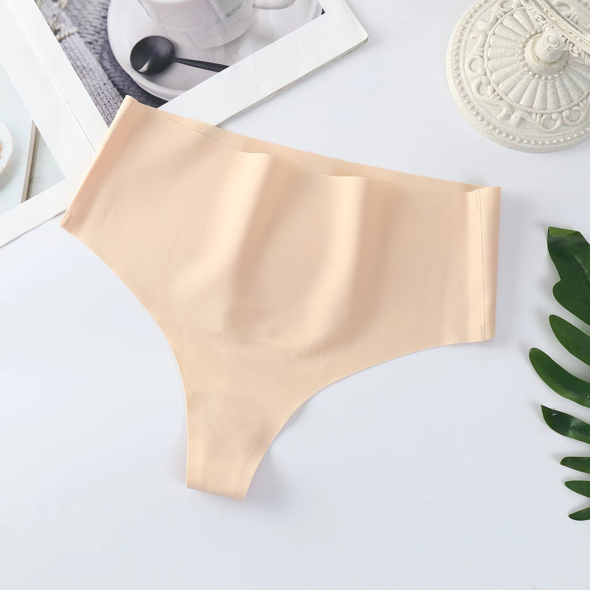 Cross-border European and American-style seamless one-piece quick-drying mid-high waist Ice Silk women's T-pants sexy Amazon