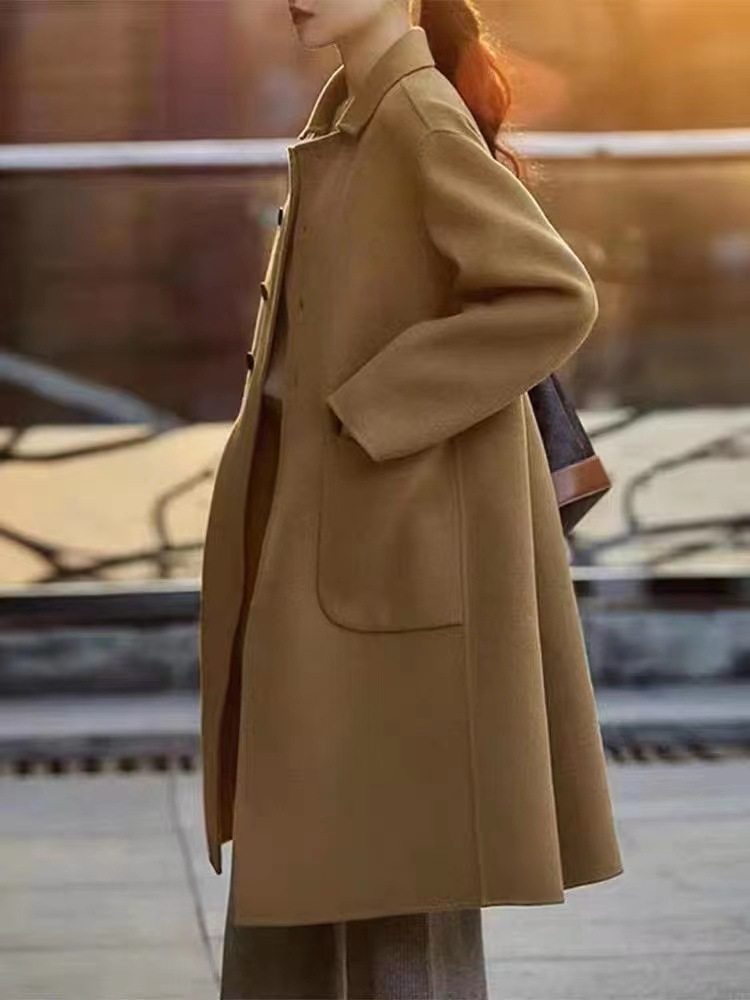 2023 autumn and winter New woolen coat for women plus size loose slimming mid-length small overcoat woolen coat_voghion.com