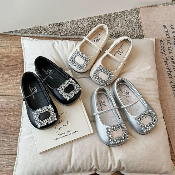 French Style Elegant Square Toe Ballet Shoes Women's Spring and Summer 2024 New Rhinestone Pedal with Skirt Soft Sole Shoes