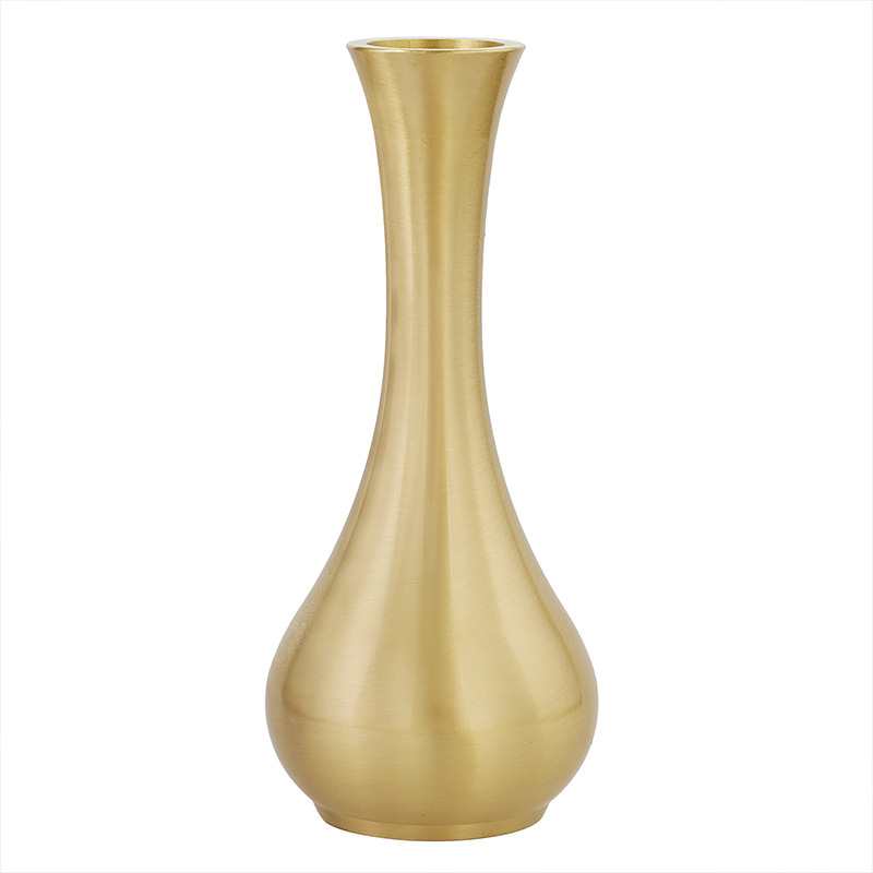 Pure Brass Ornaments Vase Carved Ornaments Mini Small Vase Desktop Decoration Copper Cylinder Antique Flower Metal Living Room