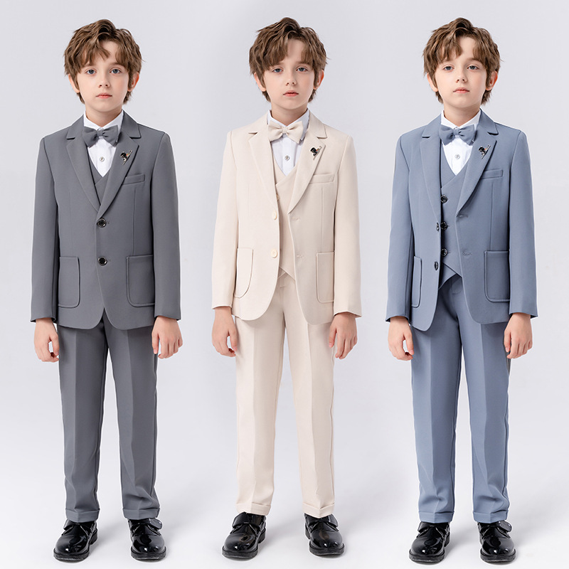 Children's suit dress Autumn New British gentleman solid color small suit boy piano host chorus costume