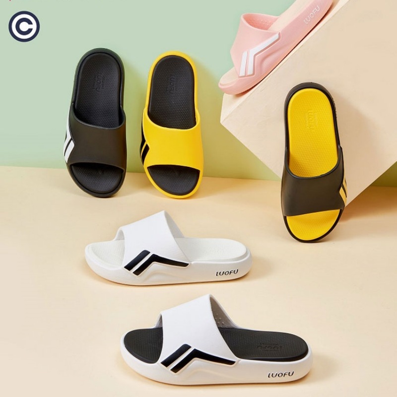 Luo Fu luofu summer non-slip wear-resistant bath indoor and outdoor solid color lovers slippers comfortable elastic one-piece shoes