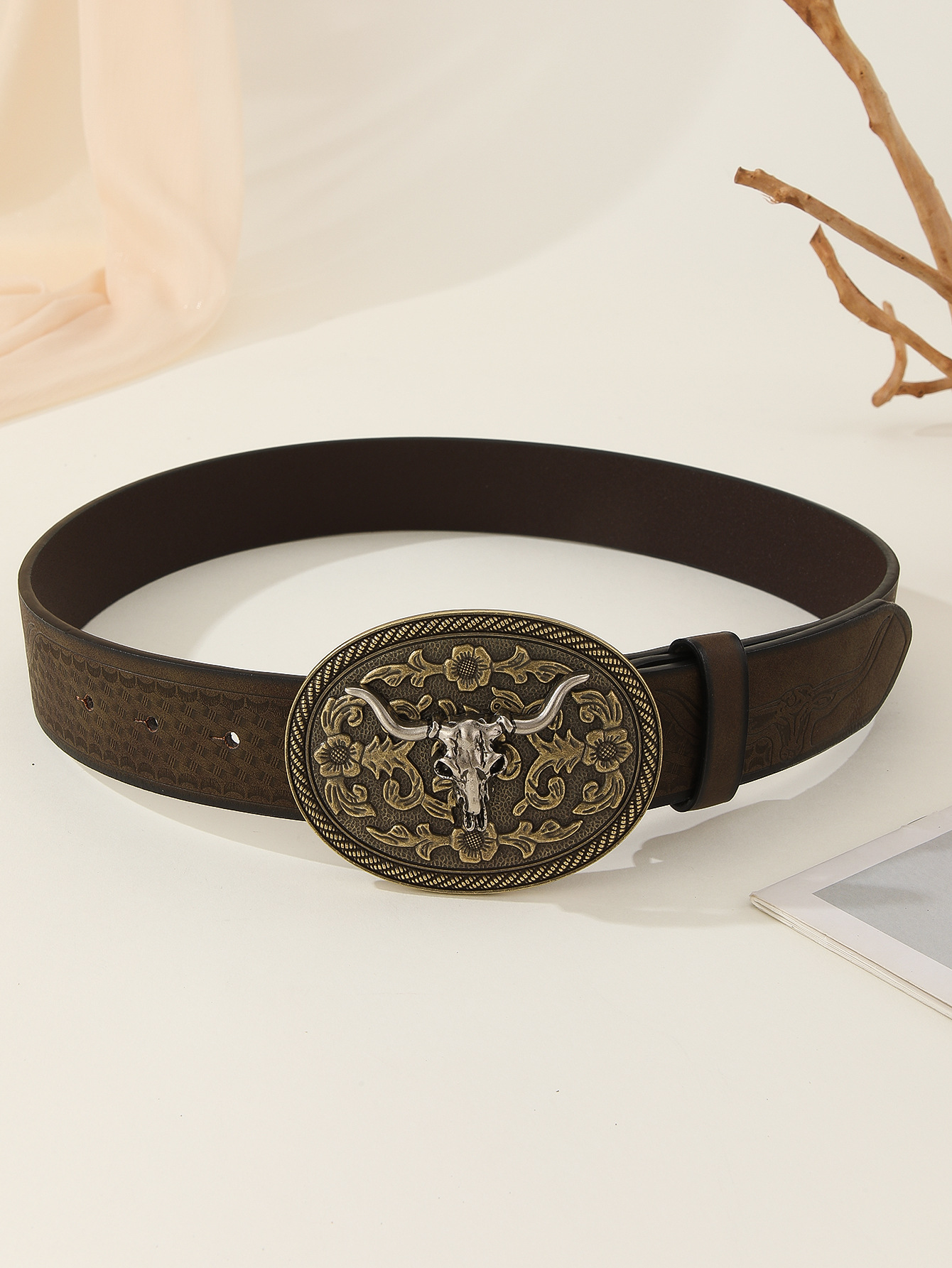 Belt Men's Western Denim casual pants with Denim versatile handsome trendy retro belt simple belt_voghion.com