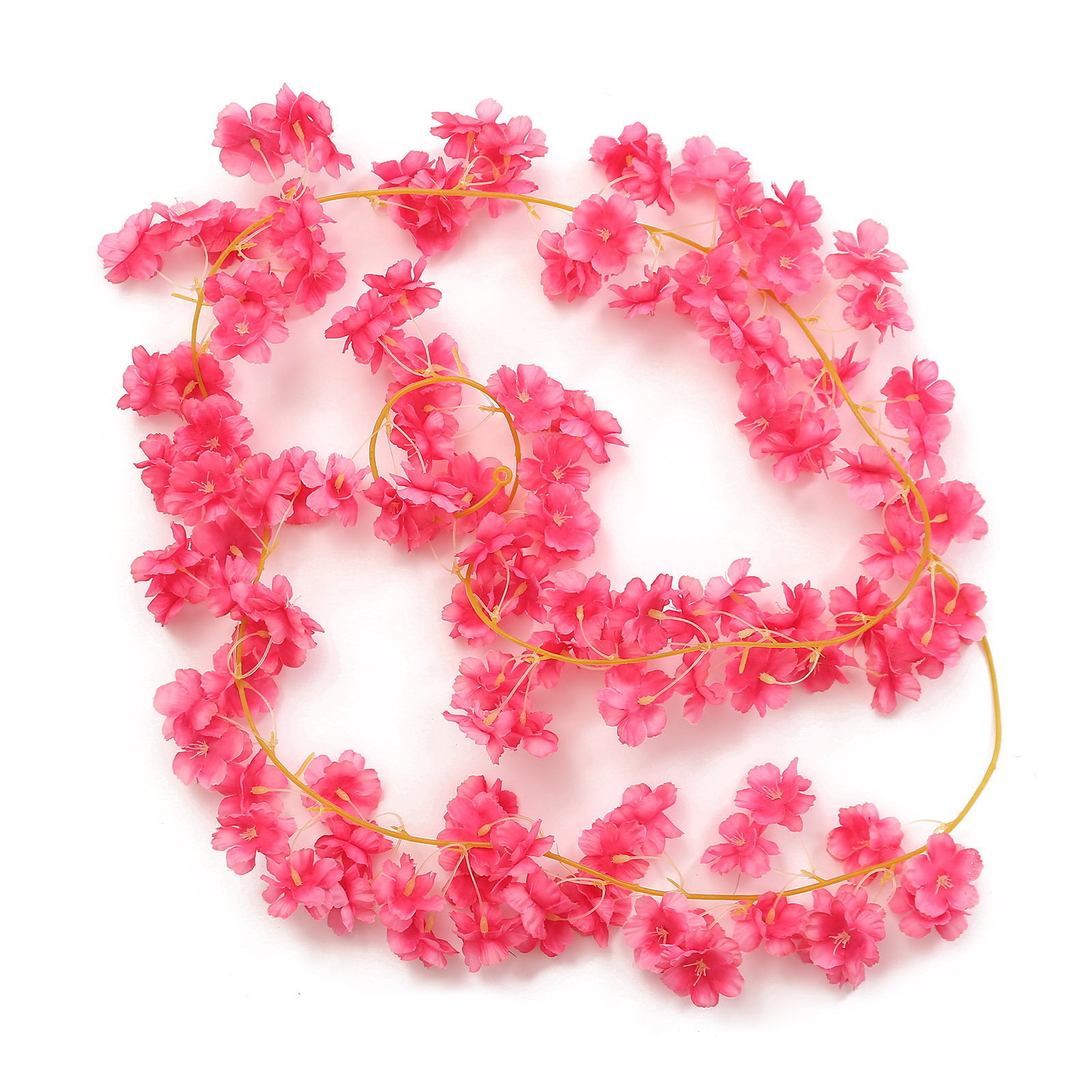 Amazon Cross-border Artificial Cherry Blossom Rattan Winding Air-conditioning Pipe Vine Flower Strip Tree Fake Flower Rattan Decorative Flower Vine