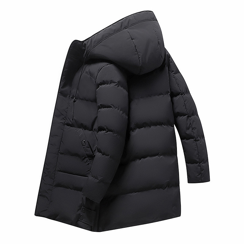 Cotton-padded coat winter New thickened warm hooded mid-length versatile over-the-knee high-end fashion versatile cotton-padded jacket for men
