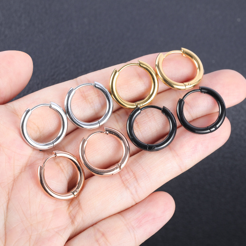 High Quality Hand Throwing 316 Stainless Steel Earrings Titanium Steel Round Wire Earrings Circle Earrings Earrings Earrings Buckle Earrings Women's Tune Rod