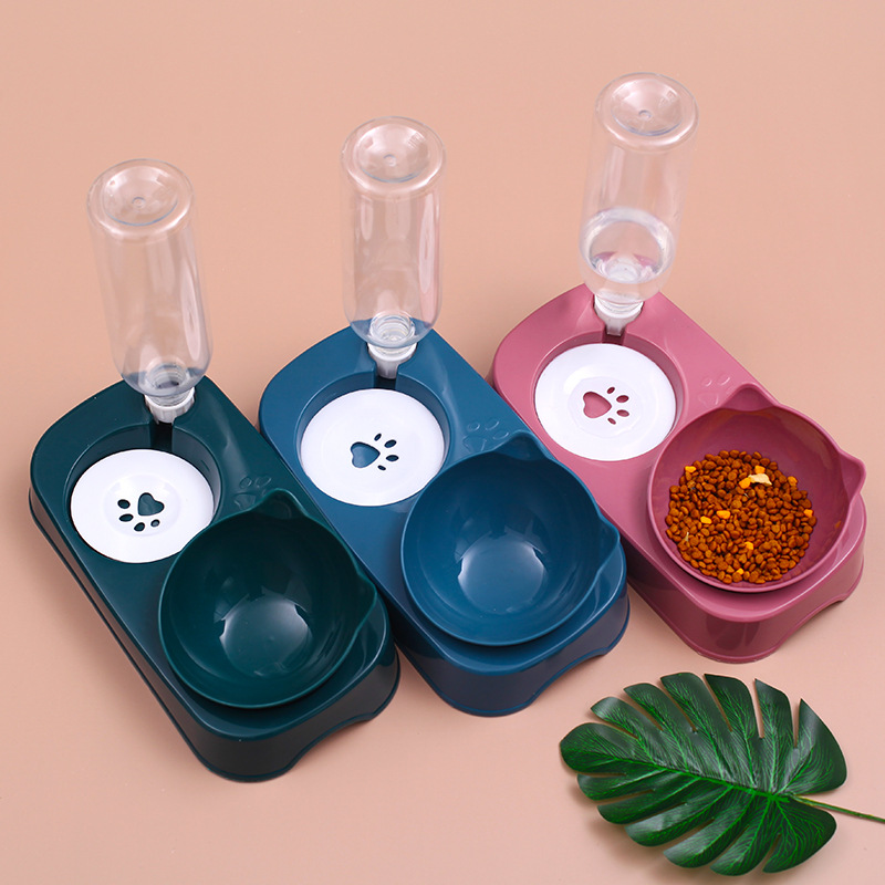 Cat Bowl double bowl cervical spine protection automatic drinking water anti-knock food bowl dog bowl teddy dog bowl rice bowl cat dog supplies