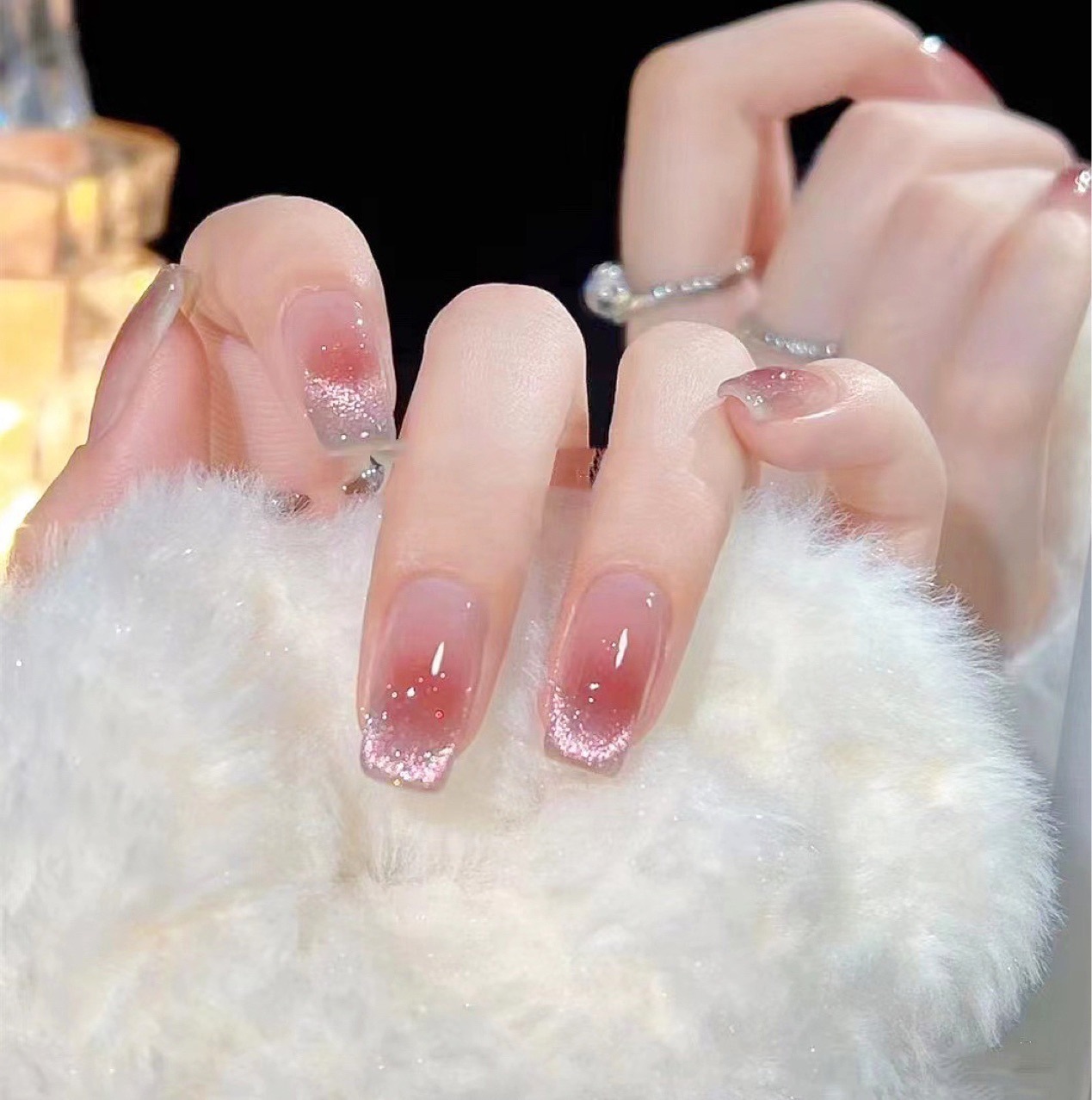 Wear manicure blush smile wear manicure-short blush white for detachable finished manicure