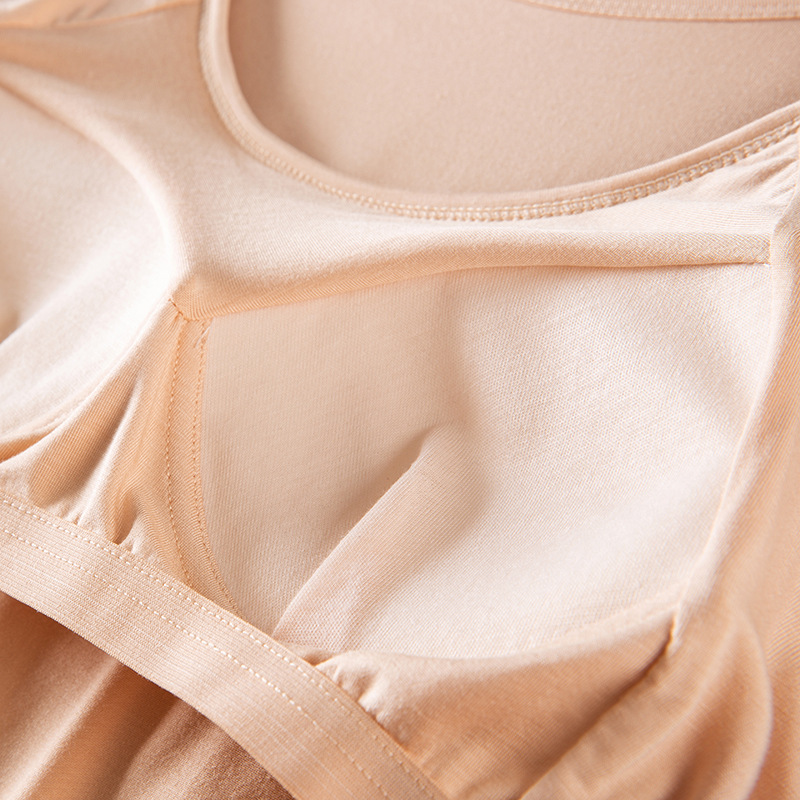 Modal wireless short-sleeved nightdress with chest pad, bra-free thin plus size dress women's summer homewear