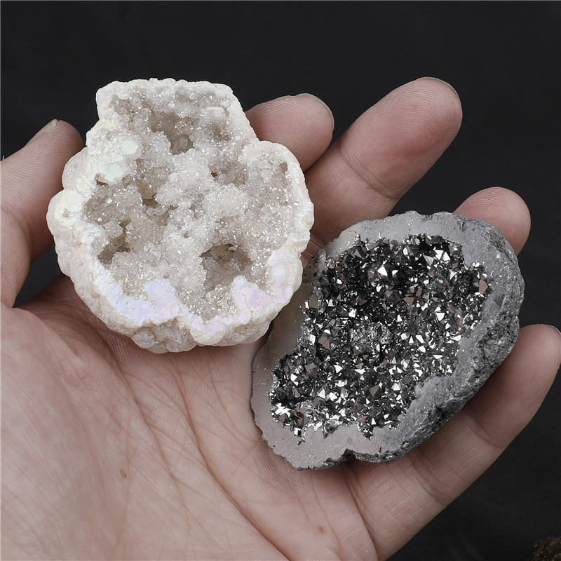 Factory supply 6 color optional natural crystal hole agate cornucopia original stone plating color boxed cross-border hot sale
