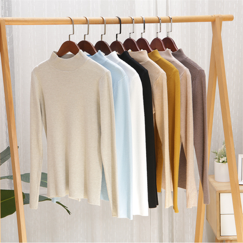 Za Sweater Women's Half-high Collar Base Shirt Autumn and Winter Inner Base Shirt Autumn Warm Wool Sweater Pullover Cashmere Sweater