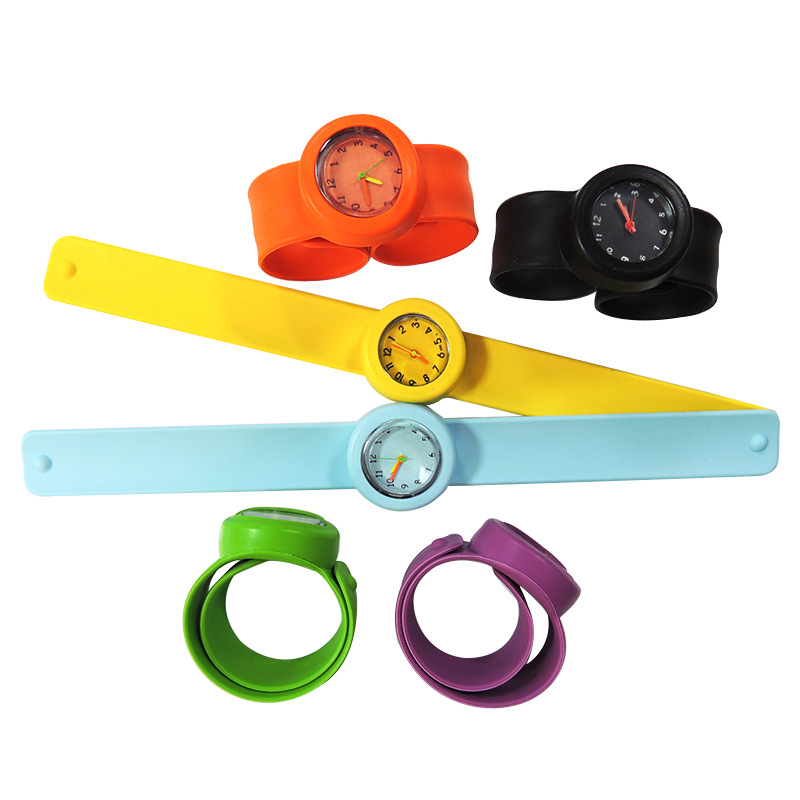 Silicone Round Children's Pat Watch Silicone Quartz Watch Small Sports Watch Snap Ring Color Boxed