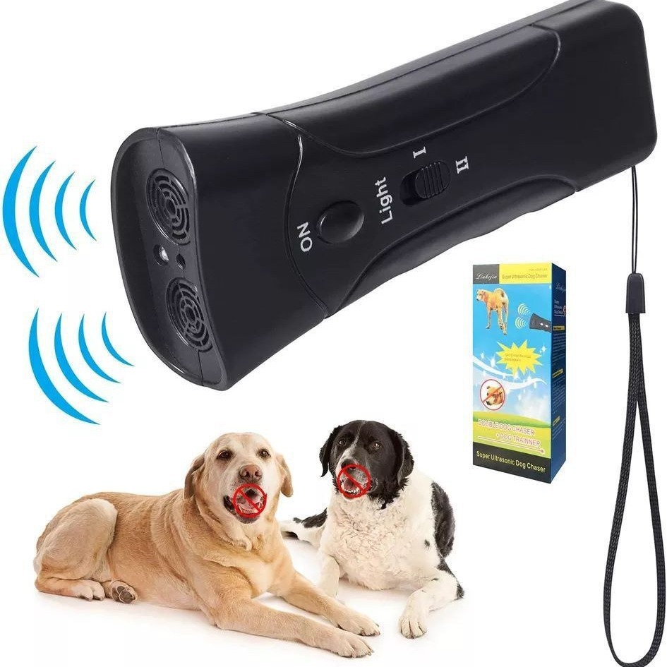 Cross-border Double-head LED Flashlight Boxed Battery Ultrasonic Dog Exhor Portable Dog Trailer Dog Barking Dog Tracker