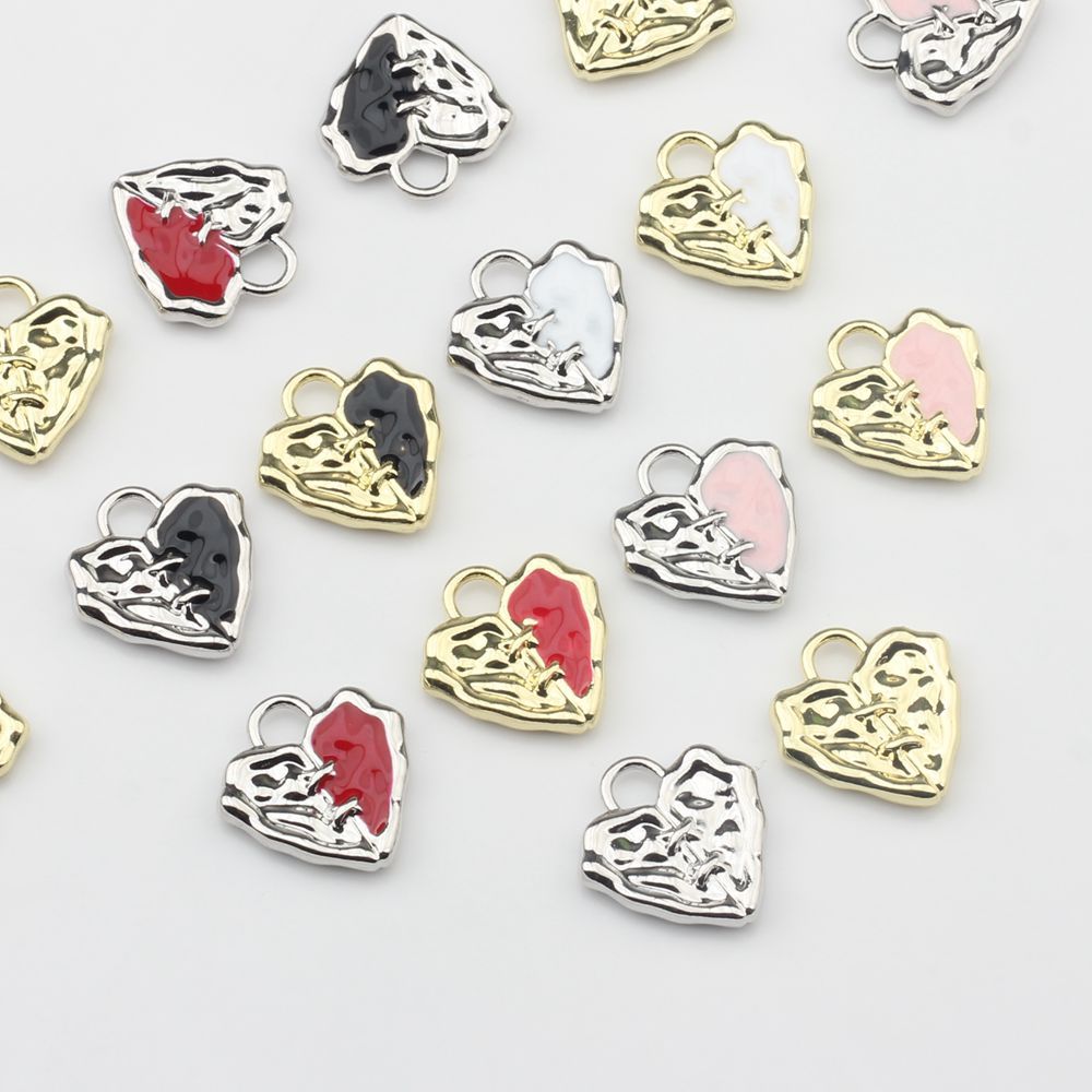 Korean style alloy simple drop oil Love Jewelry pendant jewelry fashion DIY new simple jewelry accessories material