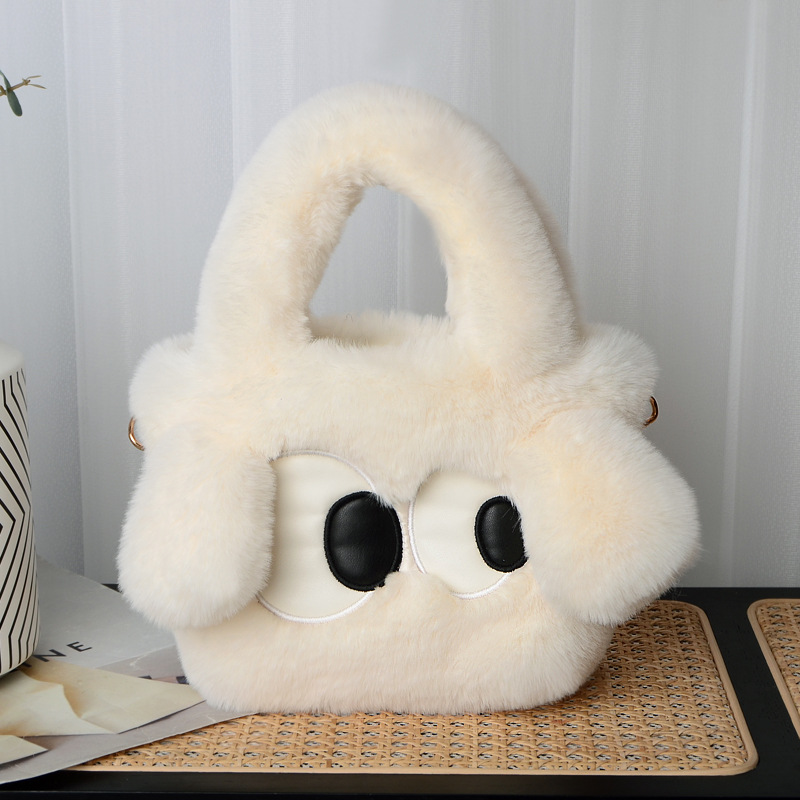 Autumn and Winter Plush Bag 2023 new cute big eye puppy tote bag shoulder bag crossbody oblique eye puppy bag