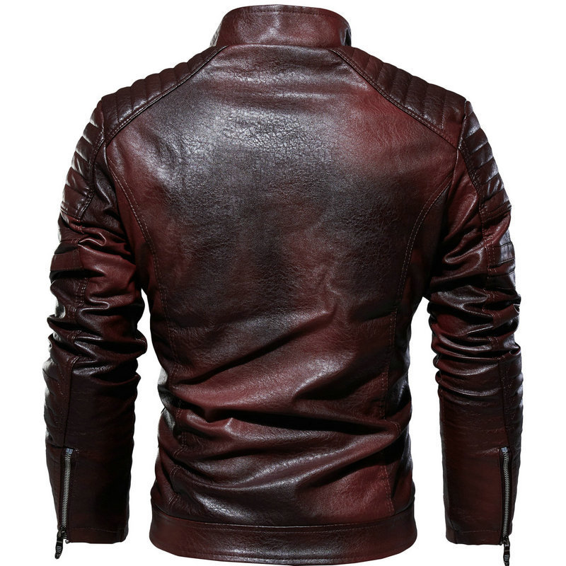 Cross-border Large Size Men's Leather Jacket Autumn and Winter New Men's Puleather Jacket Men's European and American Motorcycle Clothes Fleece-lined Leather Jacket for Men