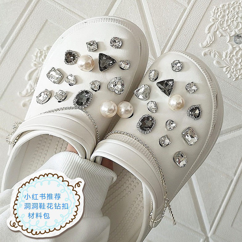 Shoes Diamond inlay diamond patch shoes accessories shoes high hole shoes decorative buckle cute three-dimensional flower accessories shoe buckle