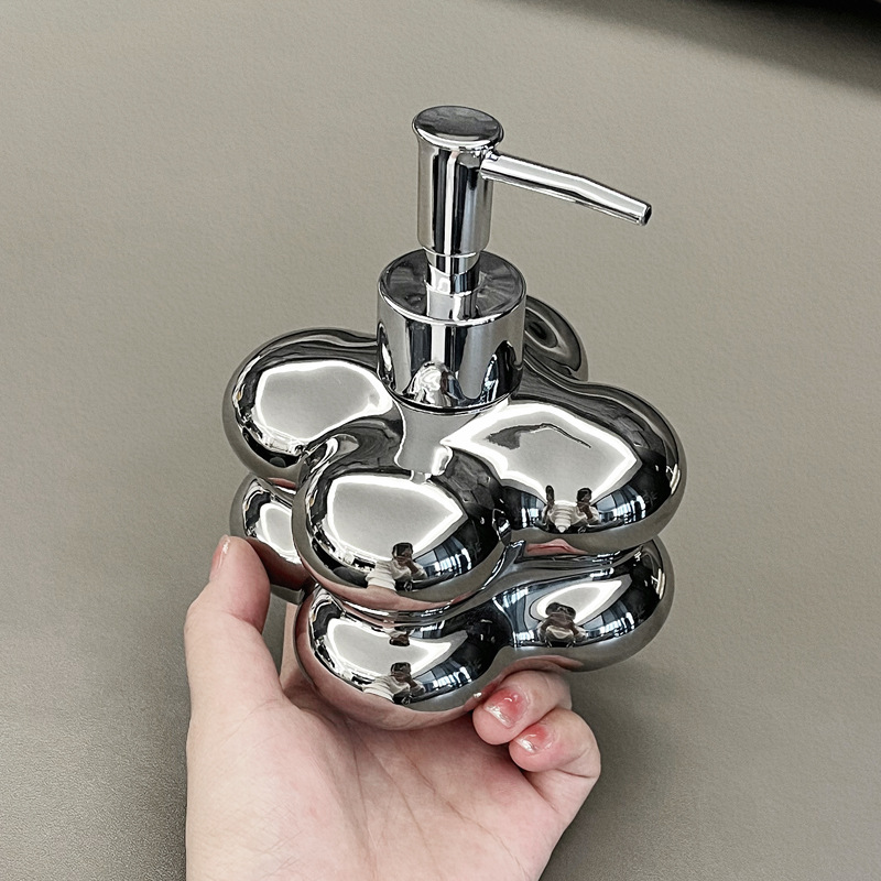 Light Luxury Ceramic Cloud Two-Ball Lotion Bottled Body Soap Facial Cleanser Press Bottle Shampoo Hand Soap Bottle