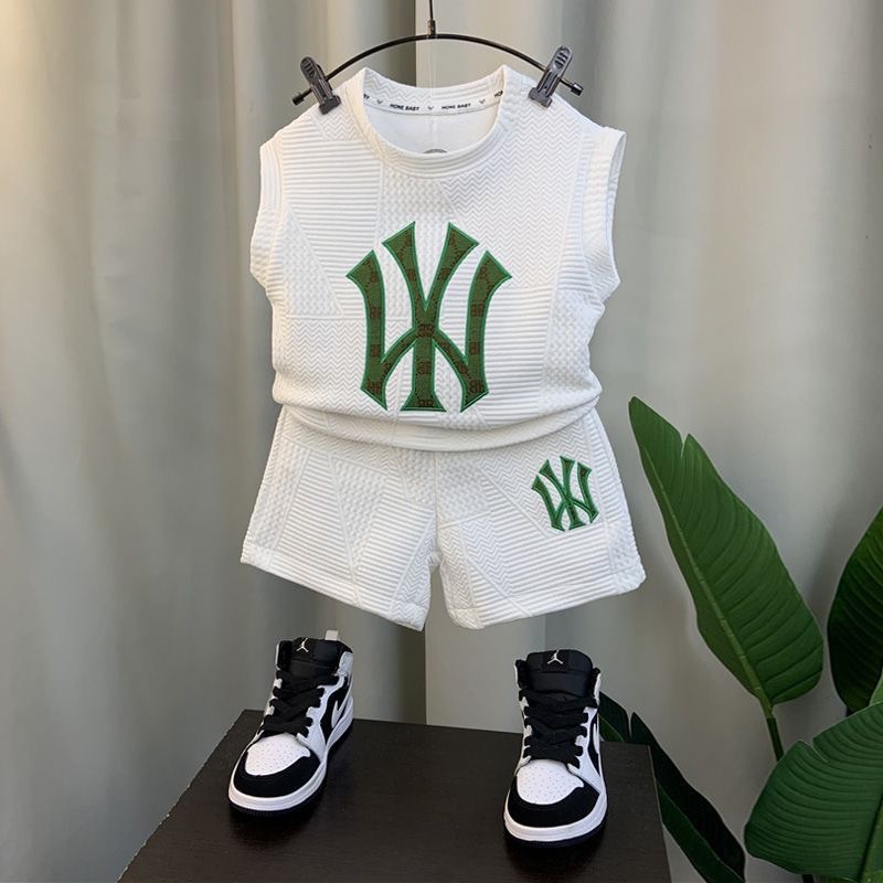 Children's Wear Boys' Vest Set 2024 New Baby Online Popular Thin Clothes Children's Cool and Handsome Summer Two-Piece Set