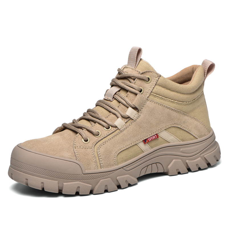 Labor Protection Shoes Men's Summer Wear-resistant Lightweight High-top Breathable Steel Toe Anti-smashing and Puncture-resistant Work Shoes for Construction Sites Four Seasons
