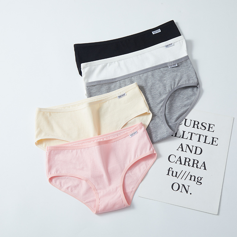 A001 underwear women's cotton wholesale women's underwear solid color candy color girl student mid-waist cotton briefs