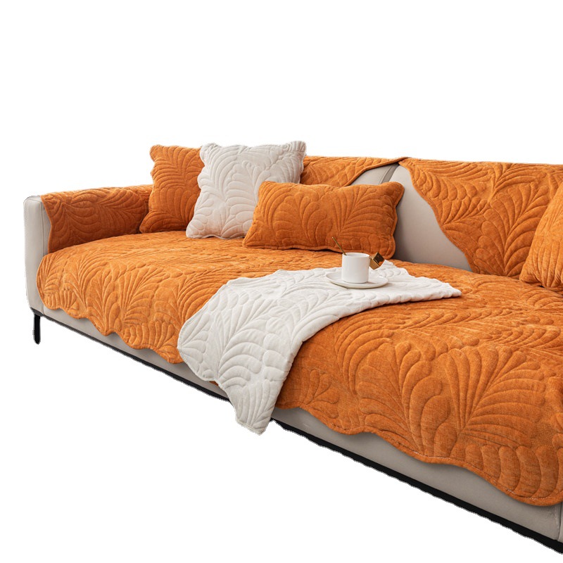 Four seasons universal chenille quilted banana leaf sofa cushion modern simple non-slip sofa cushion towel wholesale